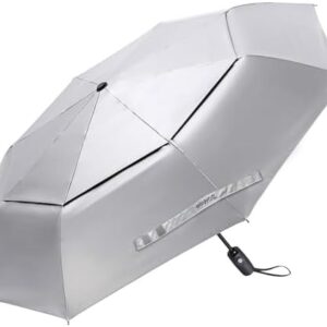 G4Free UPF 50+ UV Protection Travel Umbrella 42/46 Inch Windproof Silver Coating Sun Blocking Umbrella