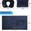 Travel Blanket and Pillow Set - Portable Inflatable Travel Neck Pillow and Premium Soft Airplane Blanket with Built-in Soft Bag, Neck Snaps, Zippered Pouch,and Hand Luggage Strap,70" x 40" (Navy Blue) - Image 2