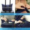 Travel Blanket and Pillow Set - Portable Inflatable Travel Neck Pillow and Premium Soft Airplane Blanket with Built-in Soft Bag, Neck Snaps, Zippered Pouch,and Hand Luggage Strap,70" x 40" (Navy Blue) - Image 3